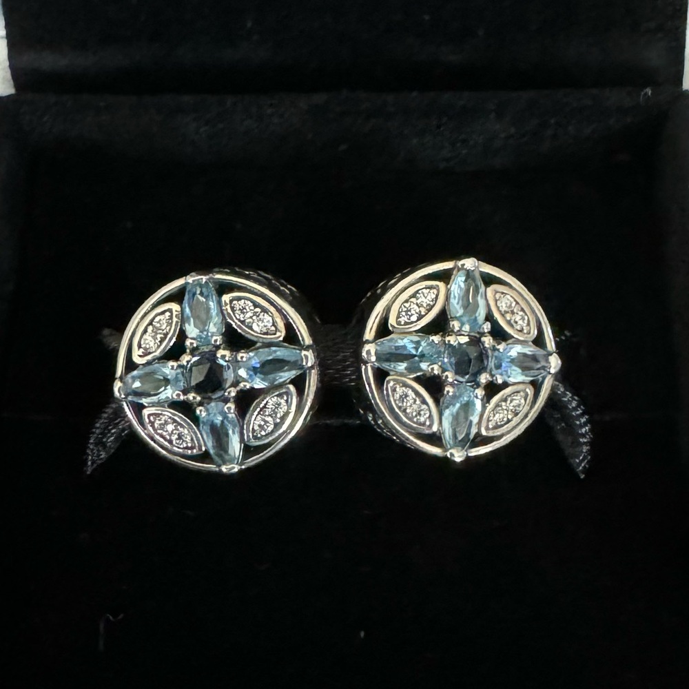 Authentic Pandora Blue Patterns of Frost Sterling Silver Charms S2